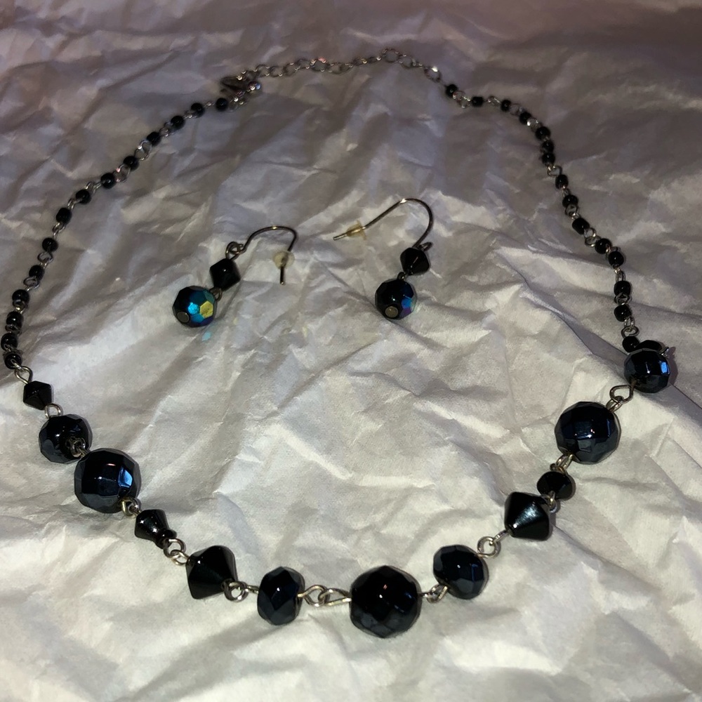 💗Black/ multi coloured necklace/ earrings set💗
